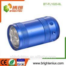 Hot Sale Mignon en forme d&#39;utilisation en plein air Matériau en aluminium Bright 6 Led Torch 2 * CR2032 Batterie Mini-lampe à LED